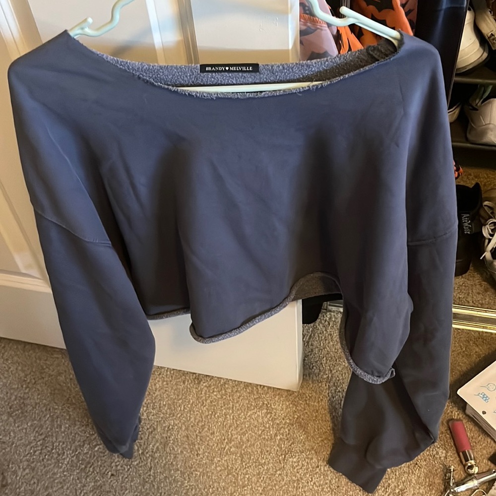 Brandy Melville Cropped Blue Sweatshirt